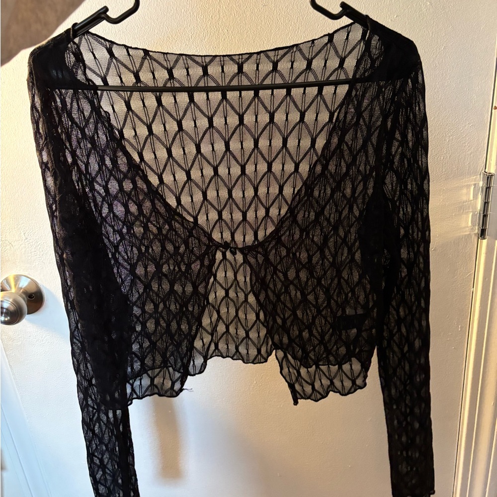 Black Sheer Lace Cardigan